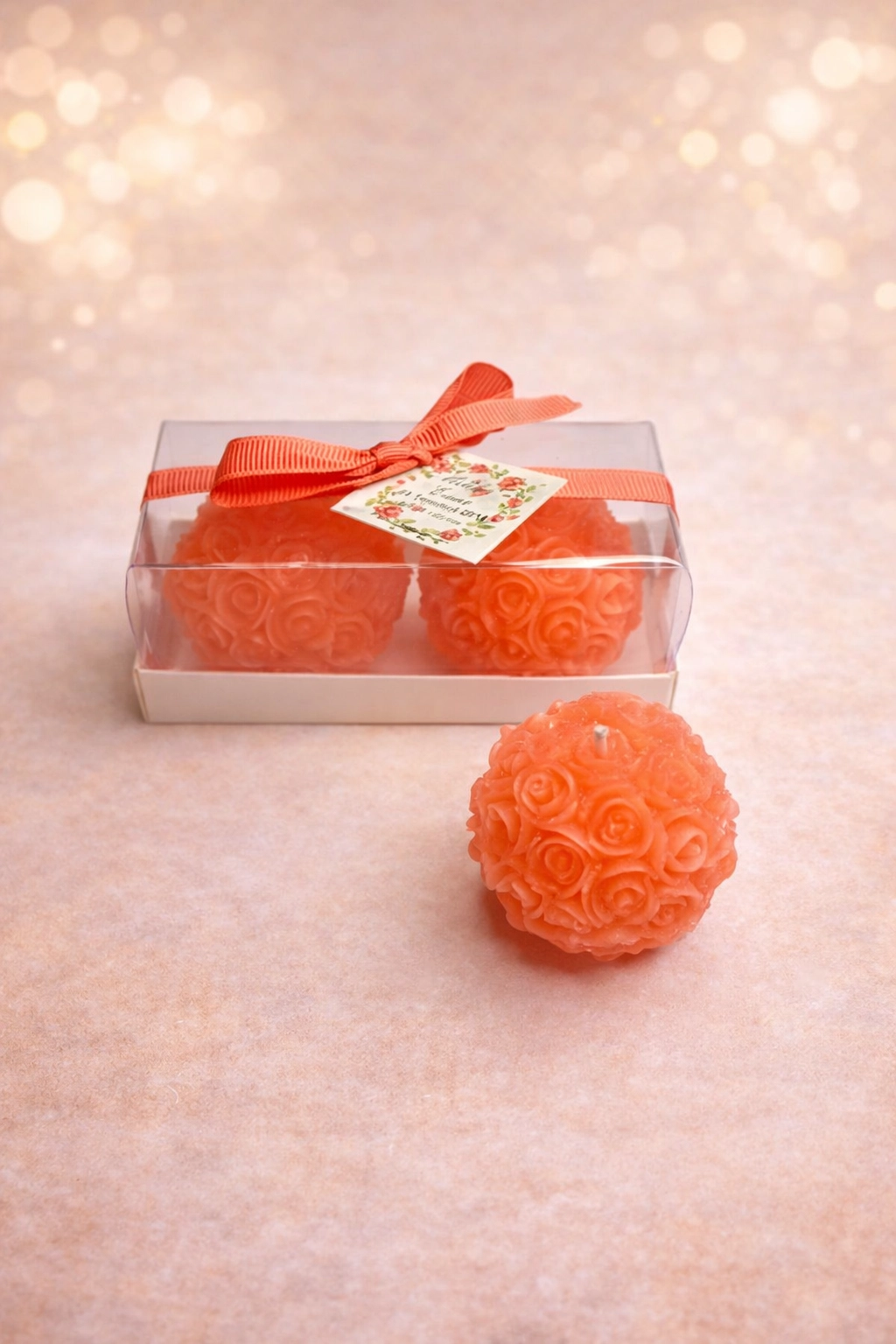 Top Gül Mum İkili Set 