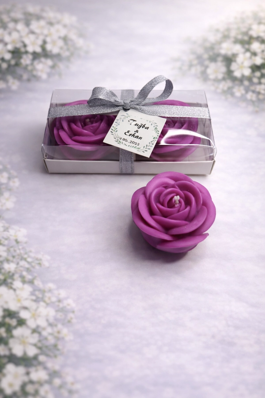Gül Mum Model 2 İkili Set