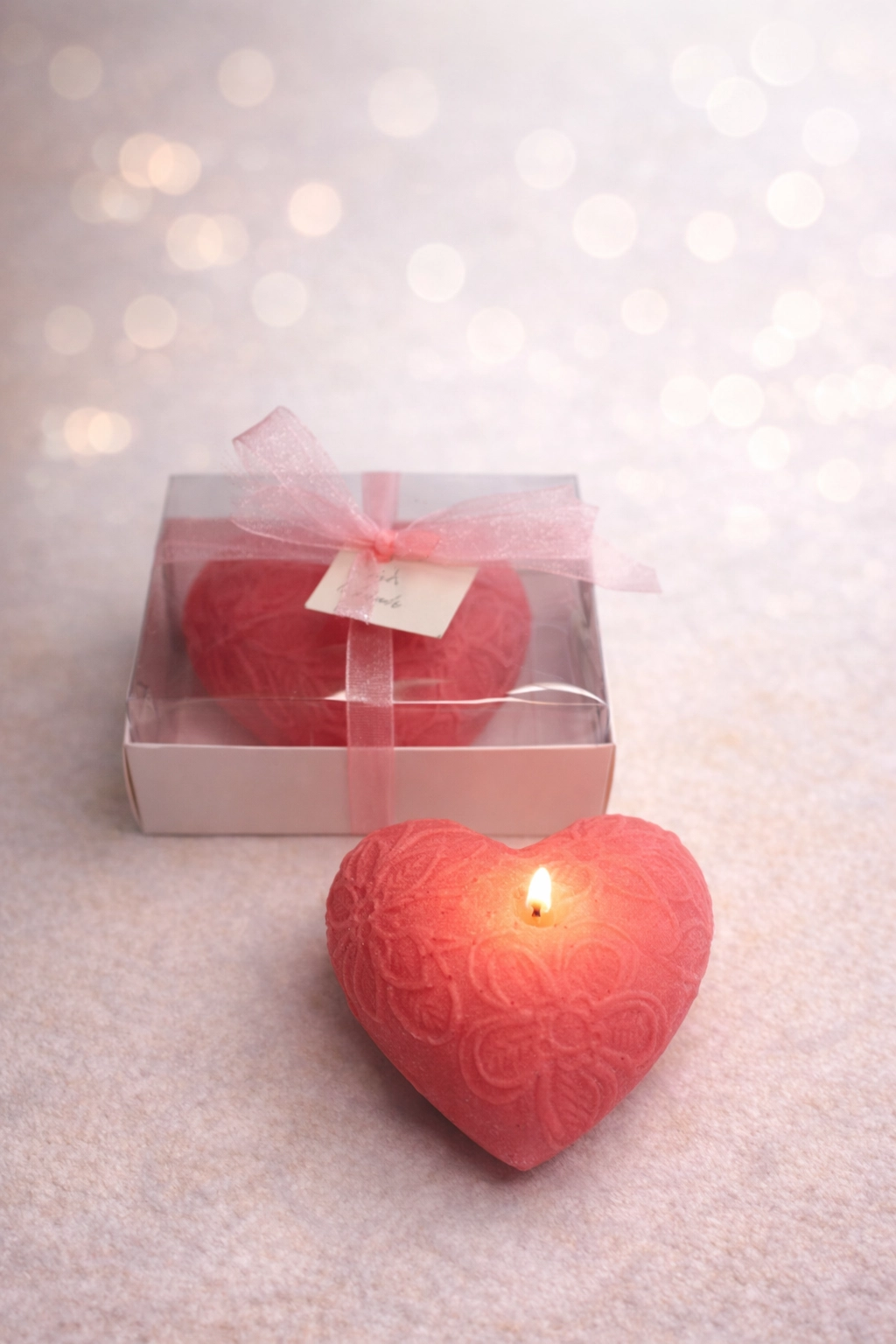 Desenli Kalp Dekoratif Mum