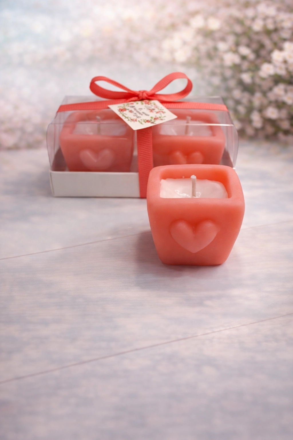 Kalpli Vazo Mum İkili Set 