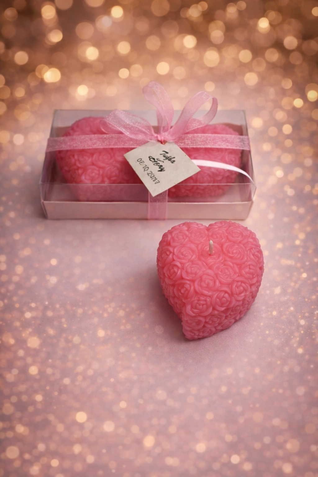 Kalpli Sırma Gül Mum İkili Set 