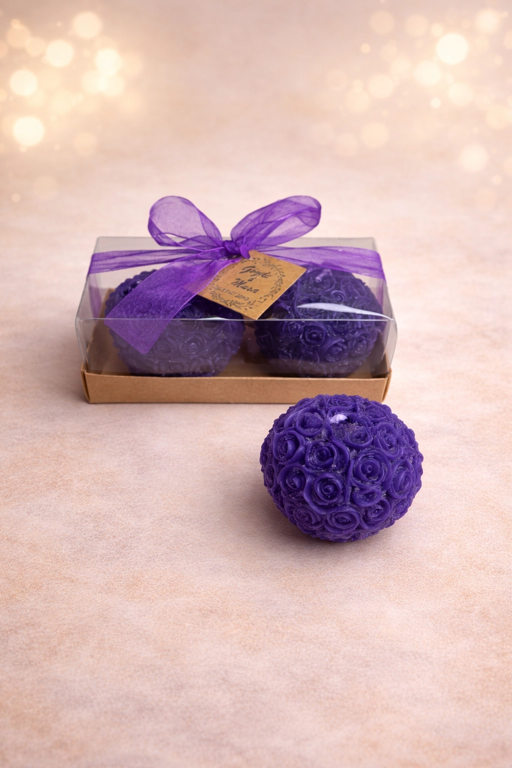 Top Gül Mum İkili Set 