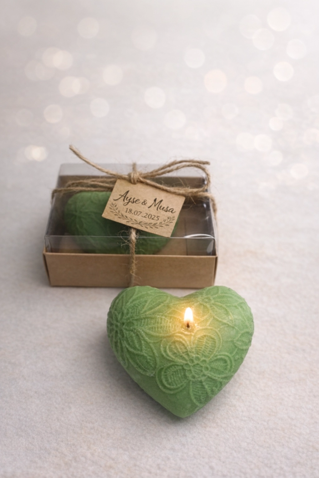 Desenli Kalp Dekoratif Mum