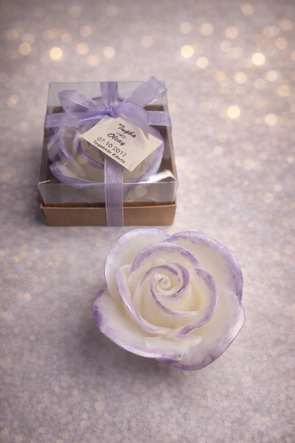 Gül Yaldız Boyalı Mum 