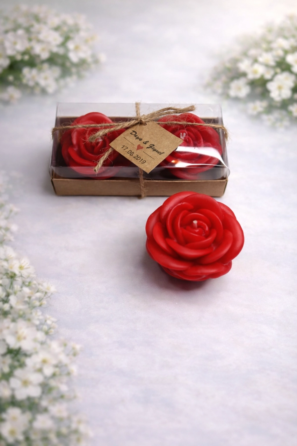 Gül Mum Model 2 İkili Set