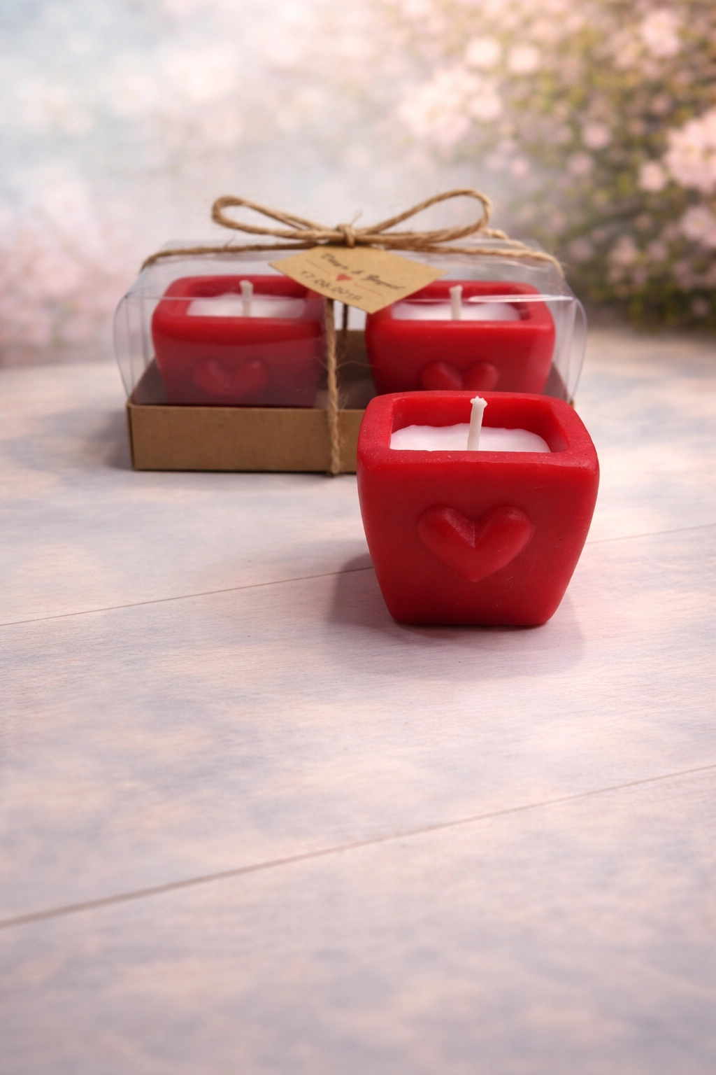 Kalpli Vazo Mum İkili Set 