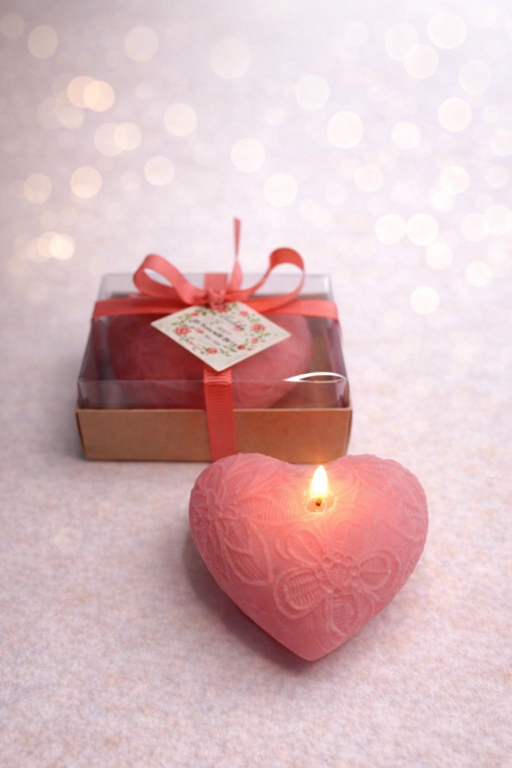 Desenli Kalp Dekoratif Mum