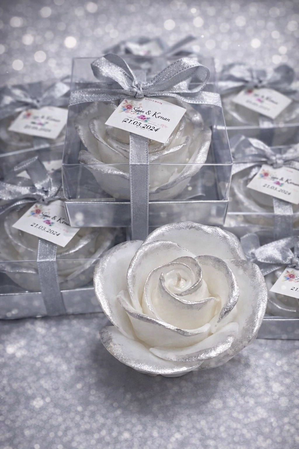 Gül Yaldız Boyalı Mum 