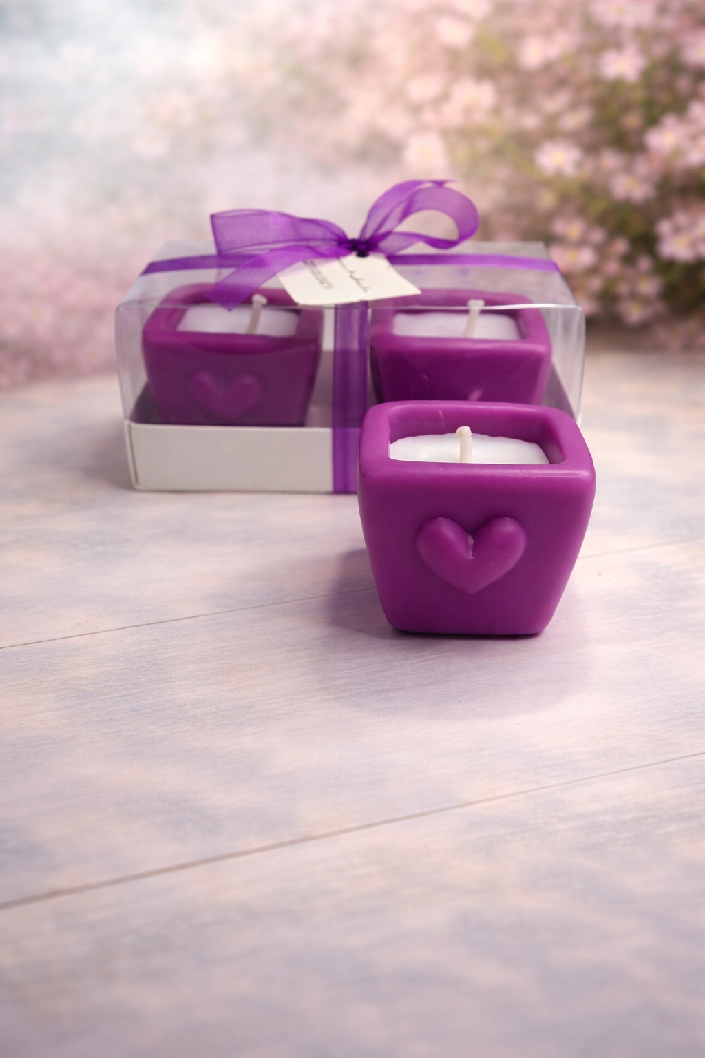 Kalpli Vazo Mum İkili Set 