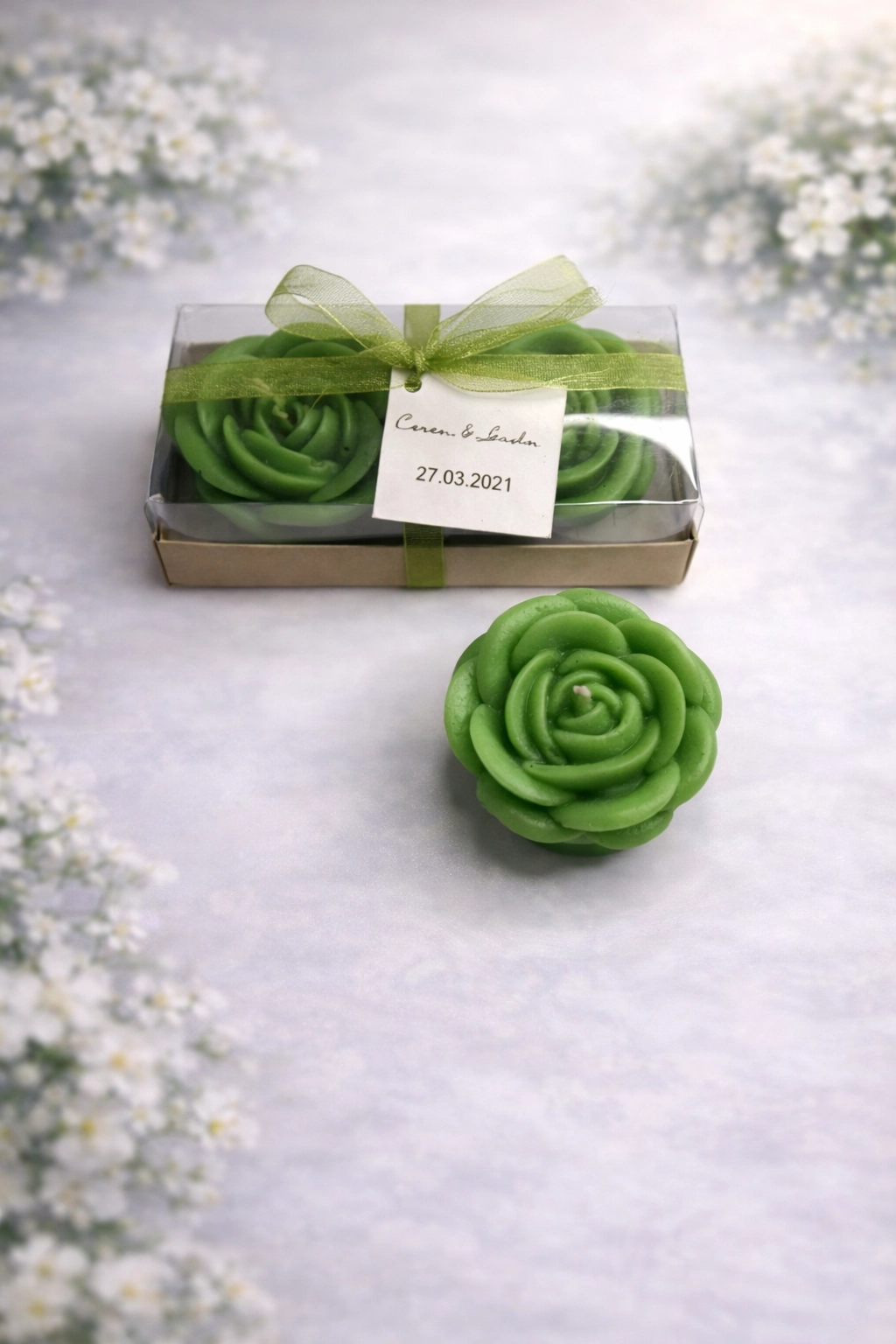 Gül Mum Model 2 İkili Set