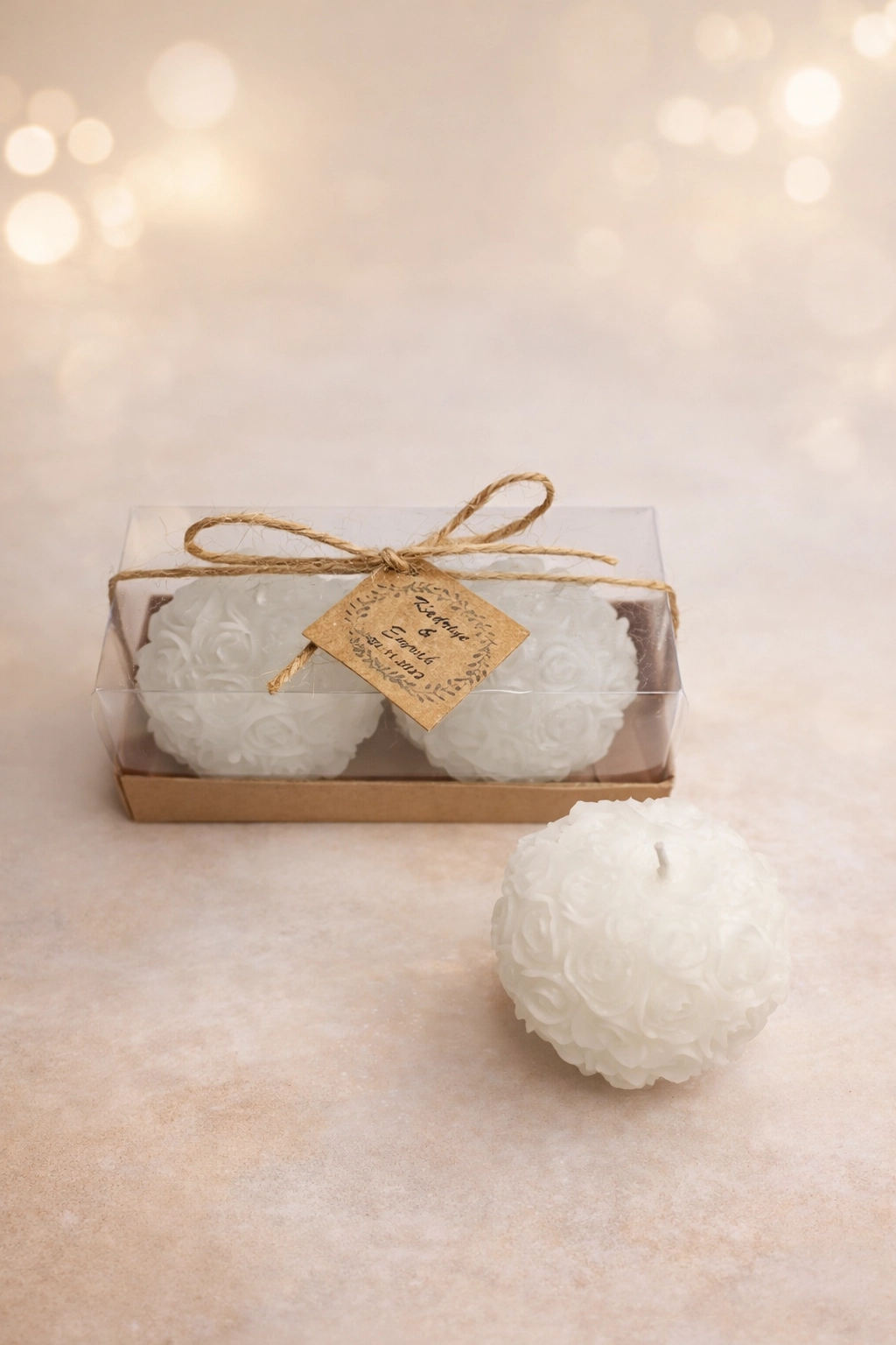 Top Gül Mum İkili Set 