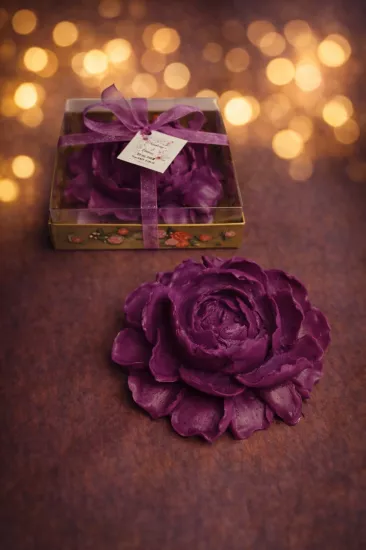 Şakayık Çiçekli Mum Nikah Şekeri | Zarif ve Şık