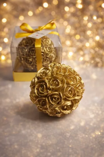 Büyük Top Gül Yaldız Nikah Şekeri Mum Nikah Şekeri