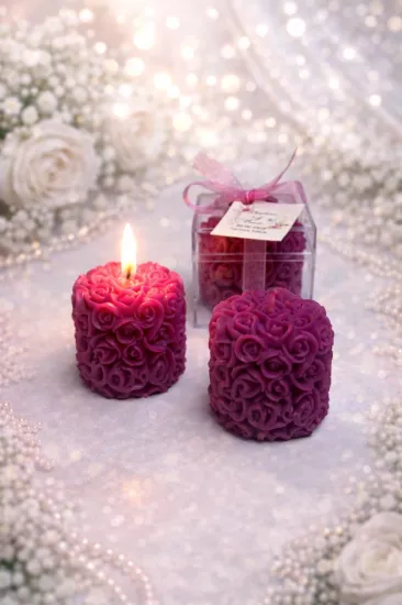 Mika Kutu Rulo Gül Mum Nikah Şekeri | Kişiye Özel