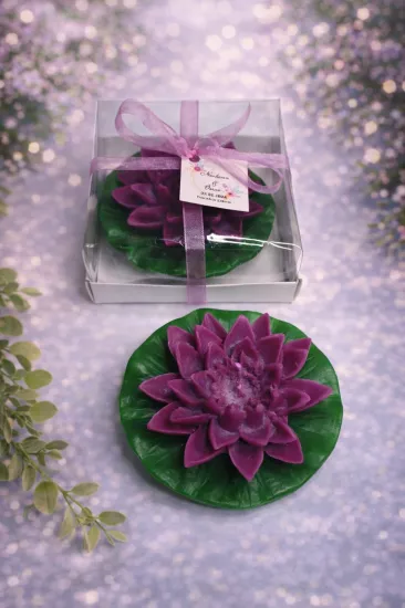 Nilüfer Çiçekli Mum | Nikah Mumu ve Söz Hediyeliği