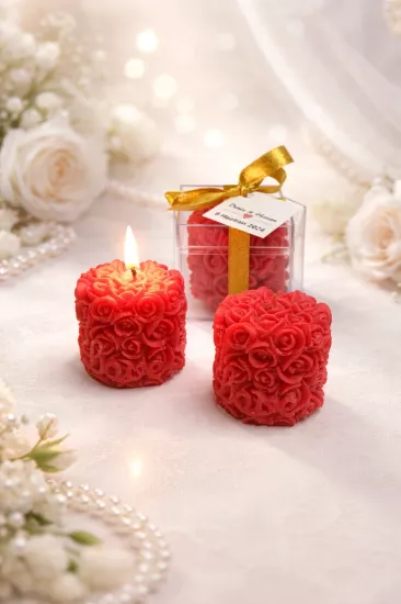 Mika Kutu Rulo Gül Mum Nikah Şekeri | Kişiye Özel