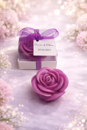 Gül Mum Model 2 |  Nikah Şekeri Mum